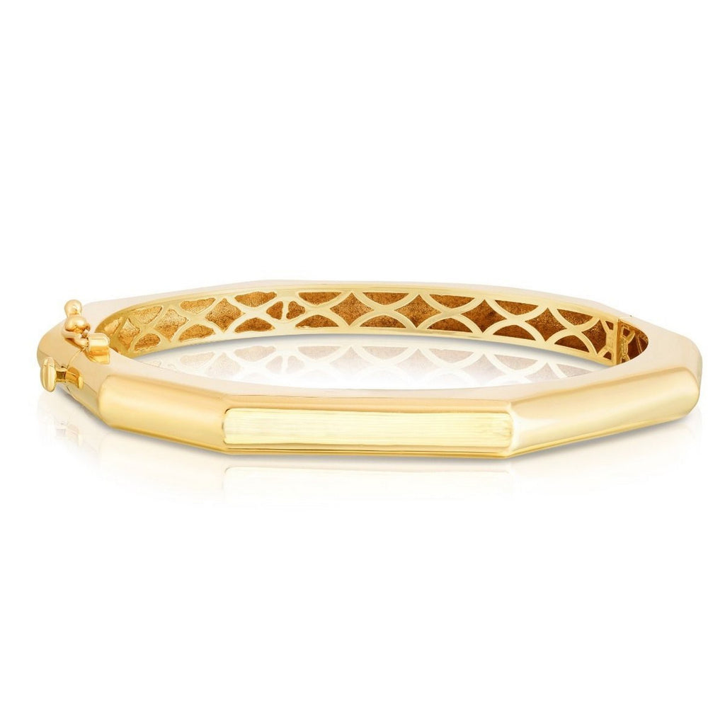 14k Yellow Gold High Polish Geometric Bangle (6.10 mm)