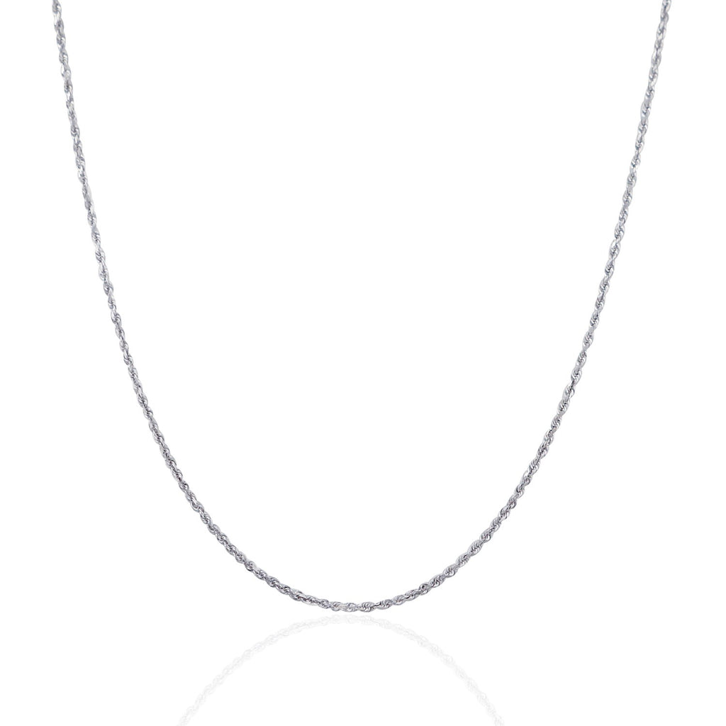 10k White Gold Solid Diamond Cut Rope Chain (1.40 mm) | BIJOLINA