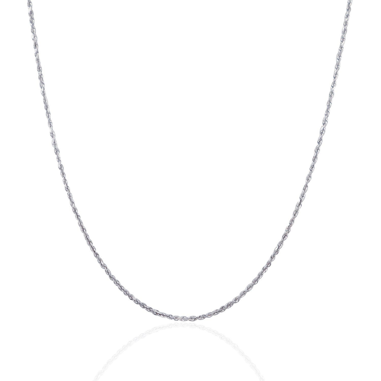 10k White Gold Solid Diamond Cut Rope Chain (1.40 mm) | BIJOLINA
