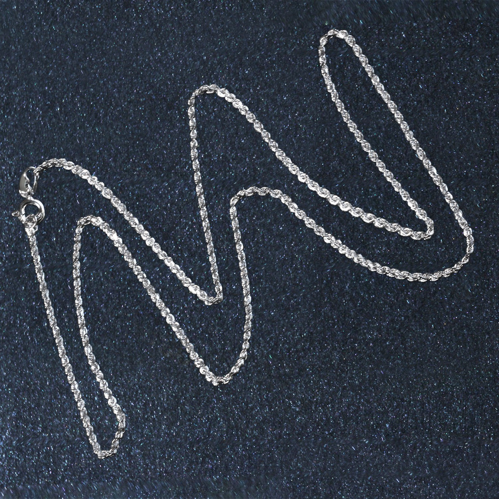 10k White Gold Solid Diamond Cut Rope Chain (1.40 mm) - Detail | BIJOLINA