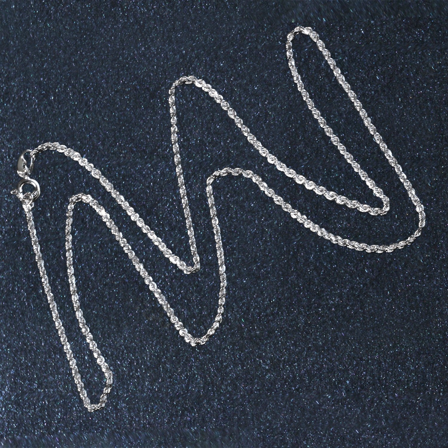 10k White Gold Solid Diamond Cut Rope Chain (1.40 mm) - Detail | BIJOLINA