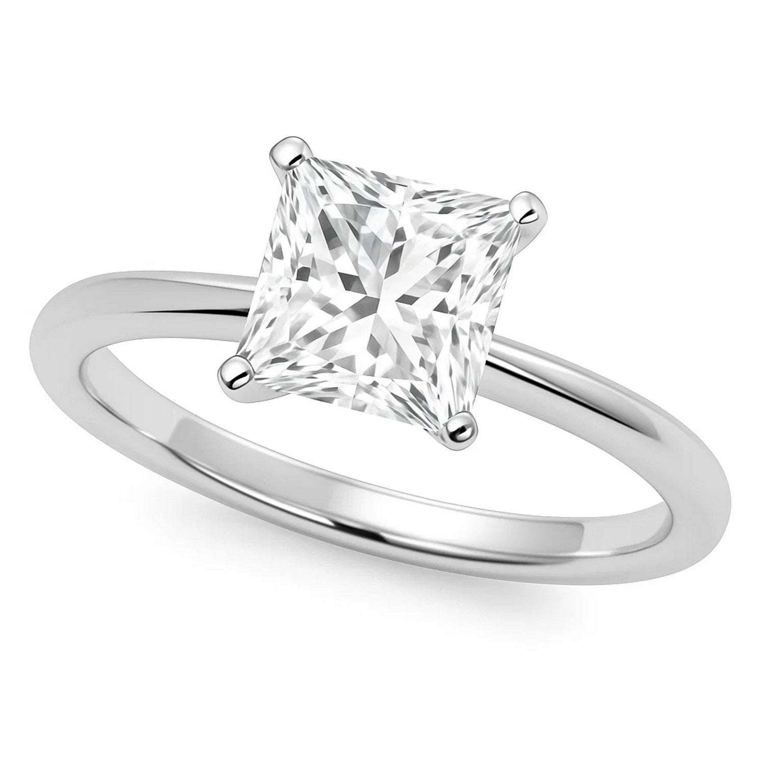 5 Carat Princess Lab Grown IGI G/VS1 Diamond Solitaire Ring in 14K White Gold