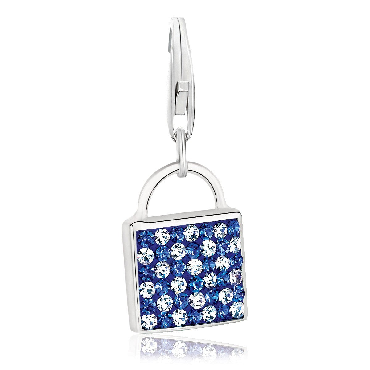 Sterling Silver Handbag White and Blue Studded Charm