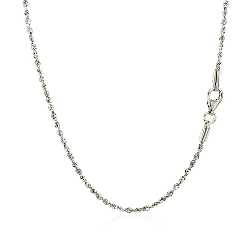 10k White Gold Solid Diamond Cut Rope Chain (1.60 mm) - Side View | BIJOLINA