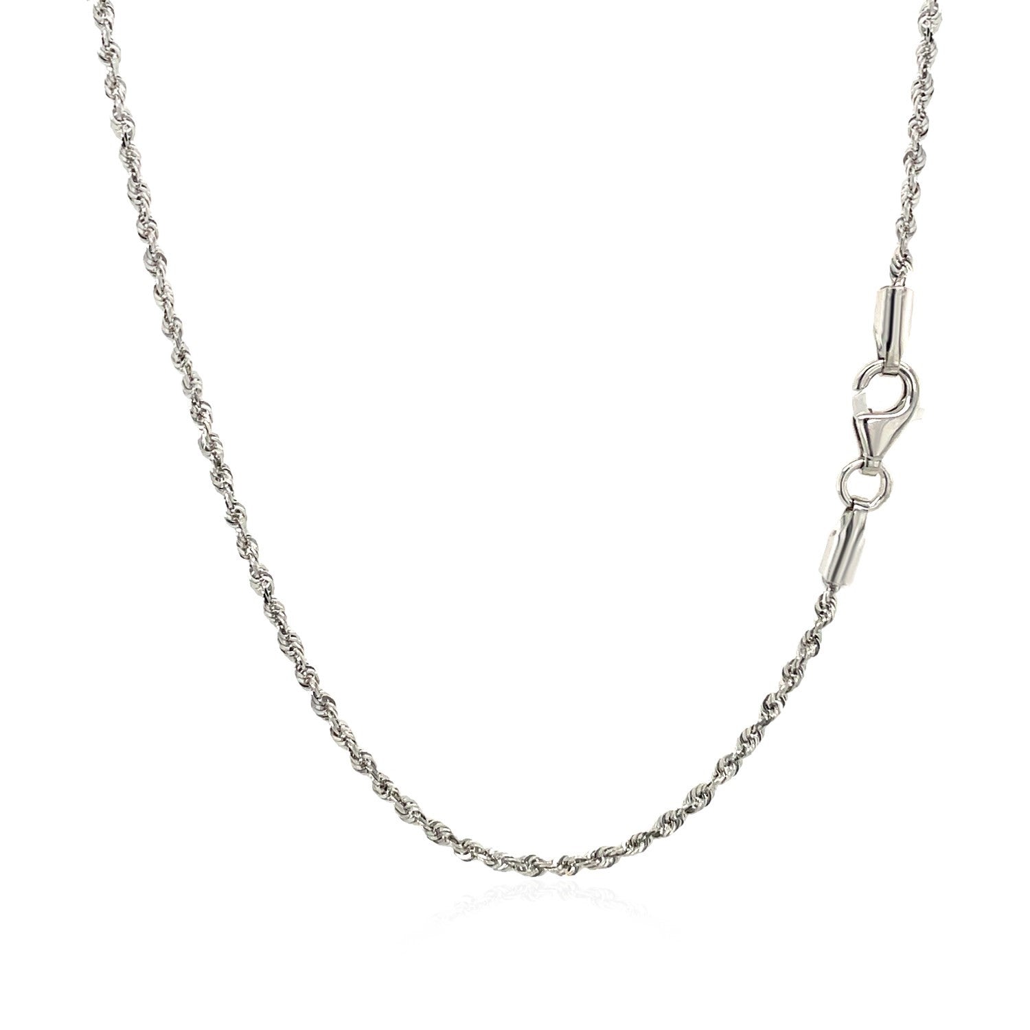 10k White Gold Solid Diamond Cut Rope Chain (1.60 mm) - Side View | BIJOLINA