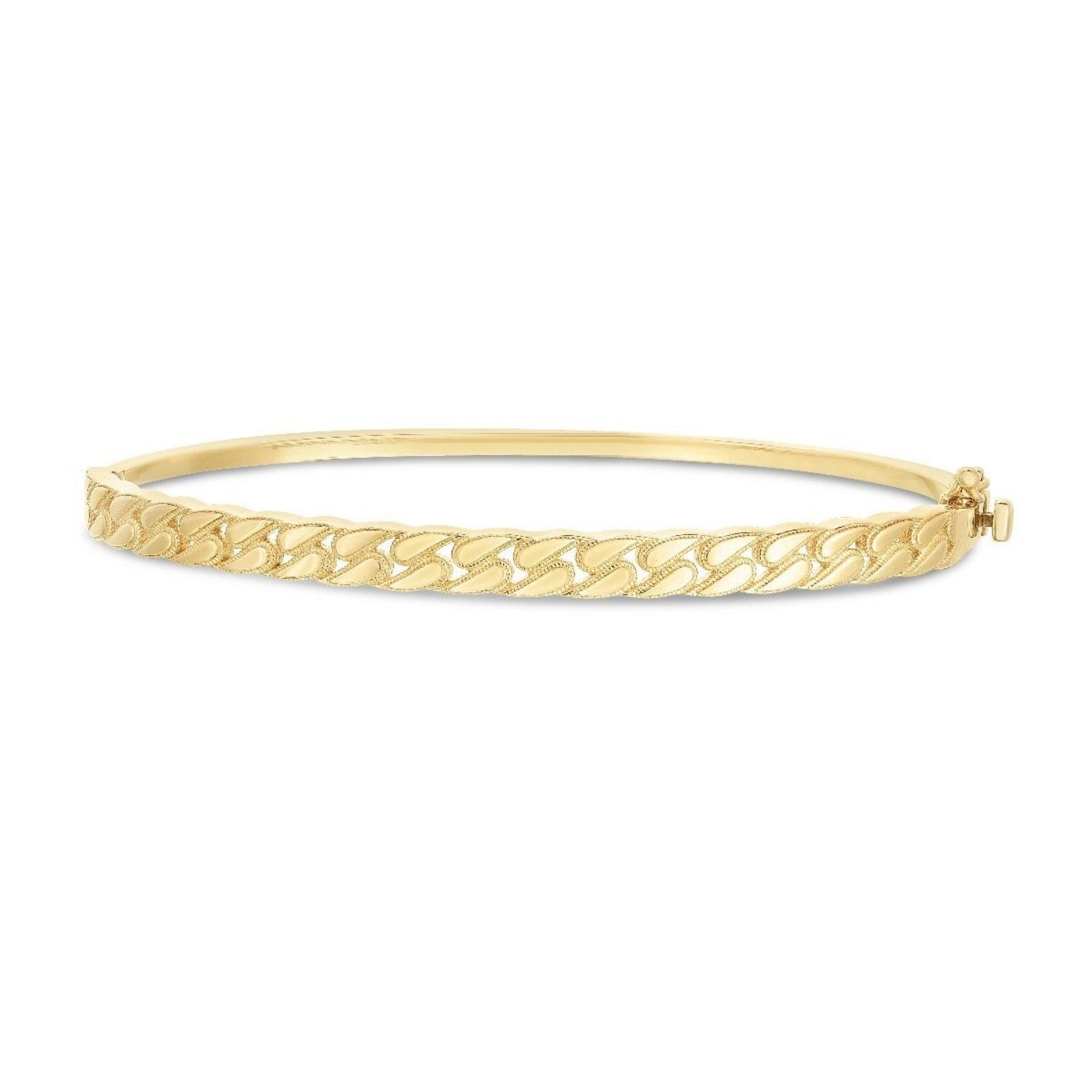 14k Yellow Gold High Polish Cuban Chain Link Bangle (4.60 mm)