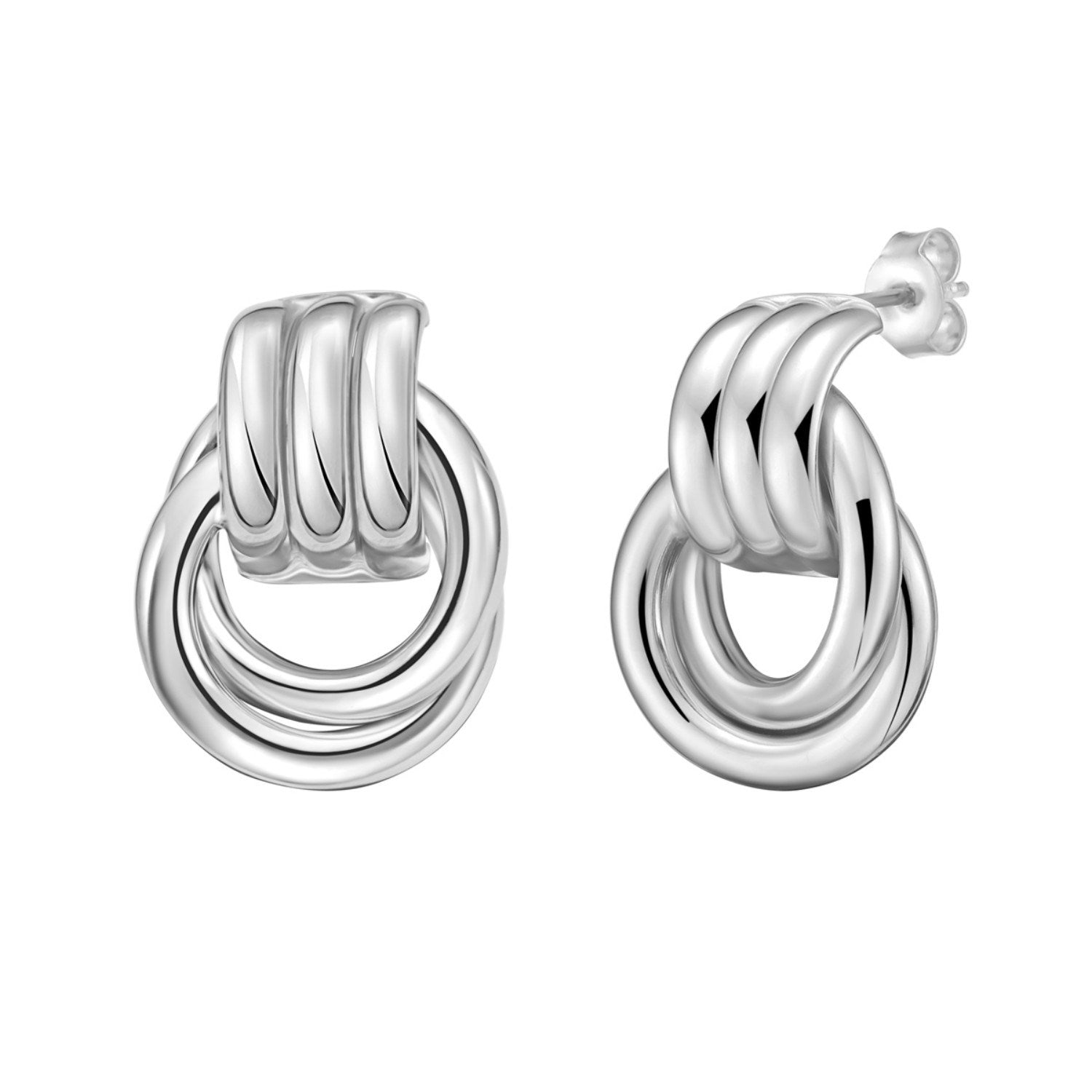 Sterling Silver Triple Door Knocker Hoop Earrings