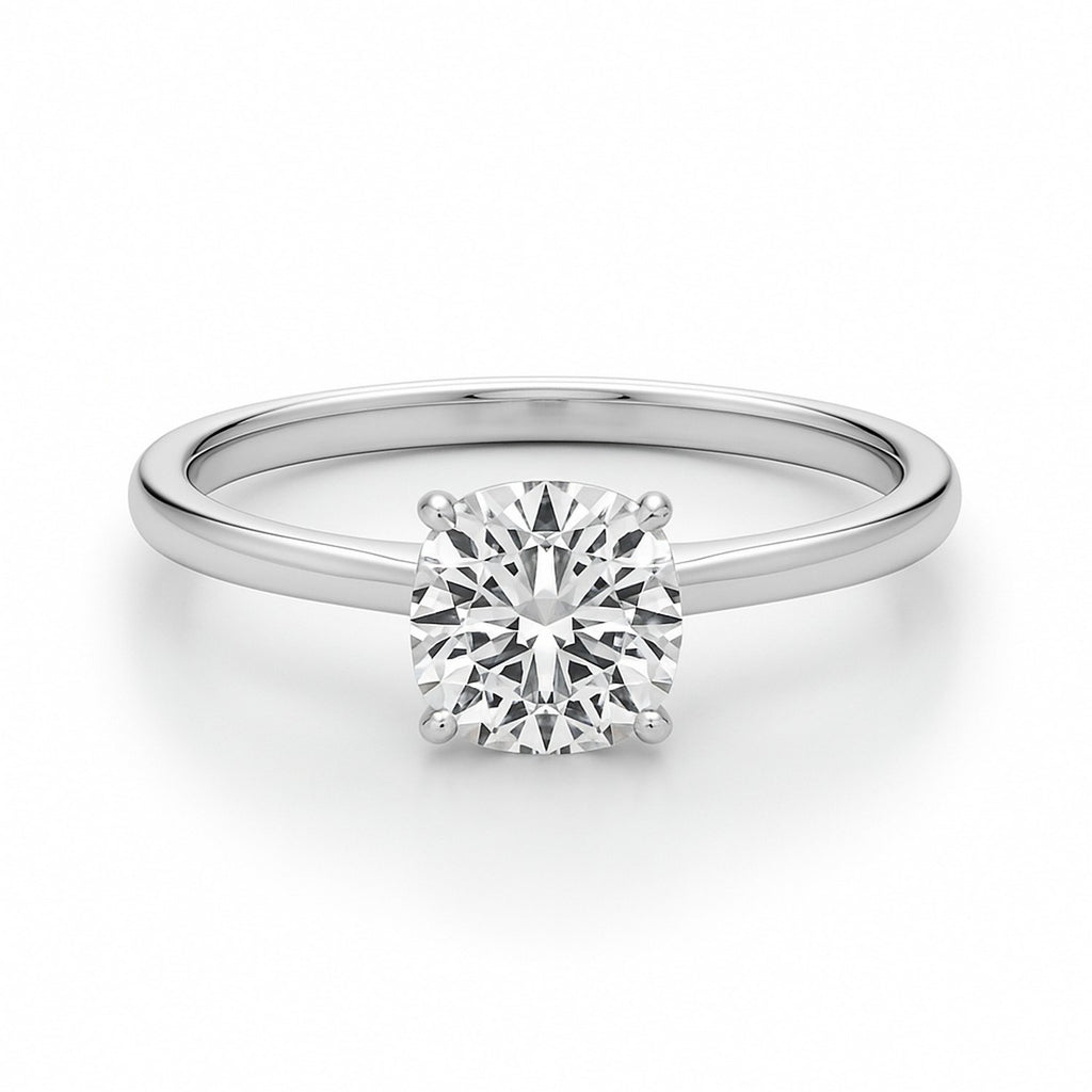 1 Carat Cushion Lab Grown IGI G/VS1 Diamond Solitaire Ring in 10K White Gold
