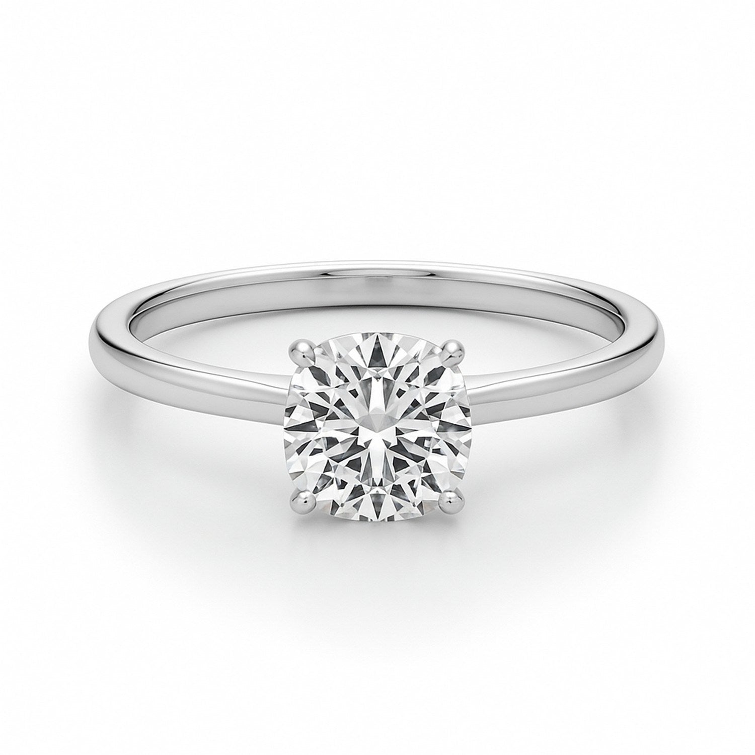 1 Carat Cushion Lab Grown IGI G/VS1 Diamond Solitaire Ring in 10K White Gold