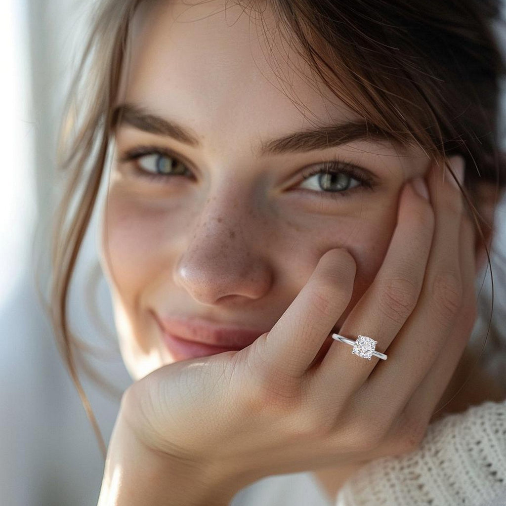 1 Carat Cushion Lab Grown IGI G/VS1 Diamond Solitaire Ring in 10K White Gold