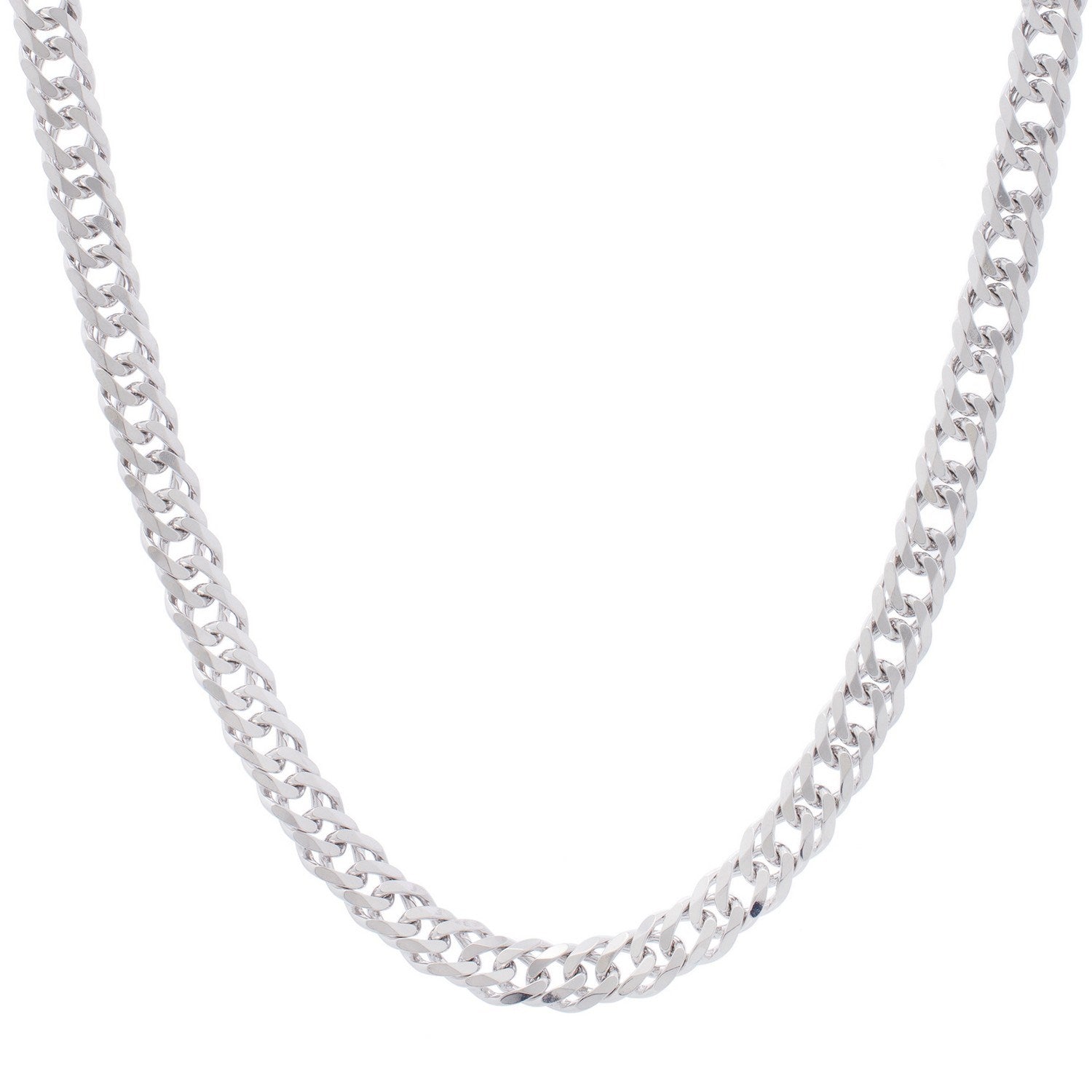 Sterling Silver Rhodium Plated Flat Miami Cuban Chain (7.80 mm)