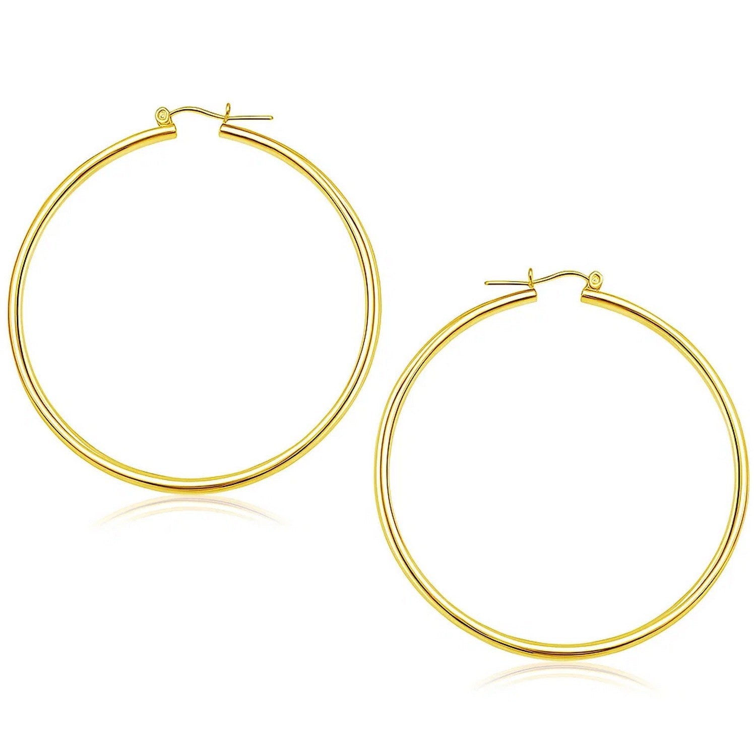 14k Yellow Gold Polished Hoop Earrings (2x55mm)
