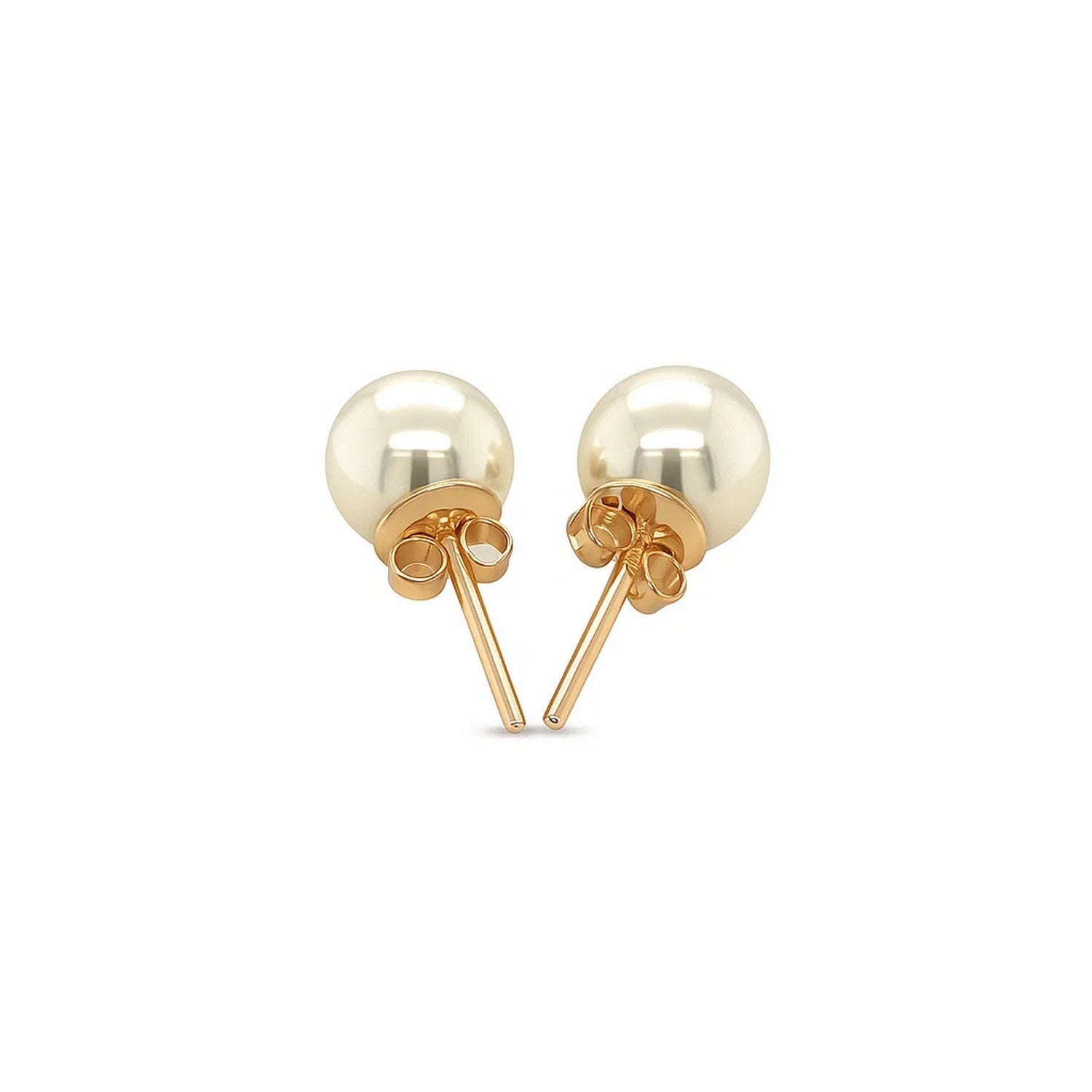 14k Yellow Gold Freshwater Cultured White Pearl Stud Earrings (6mm)