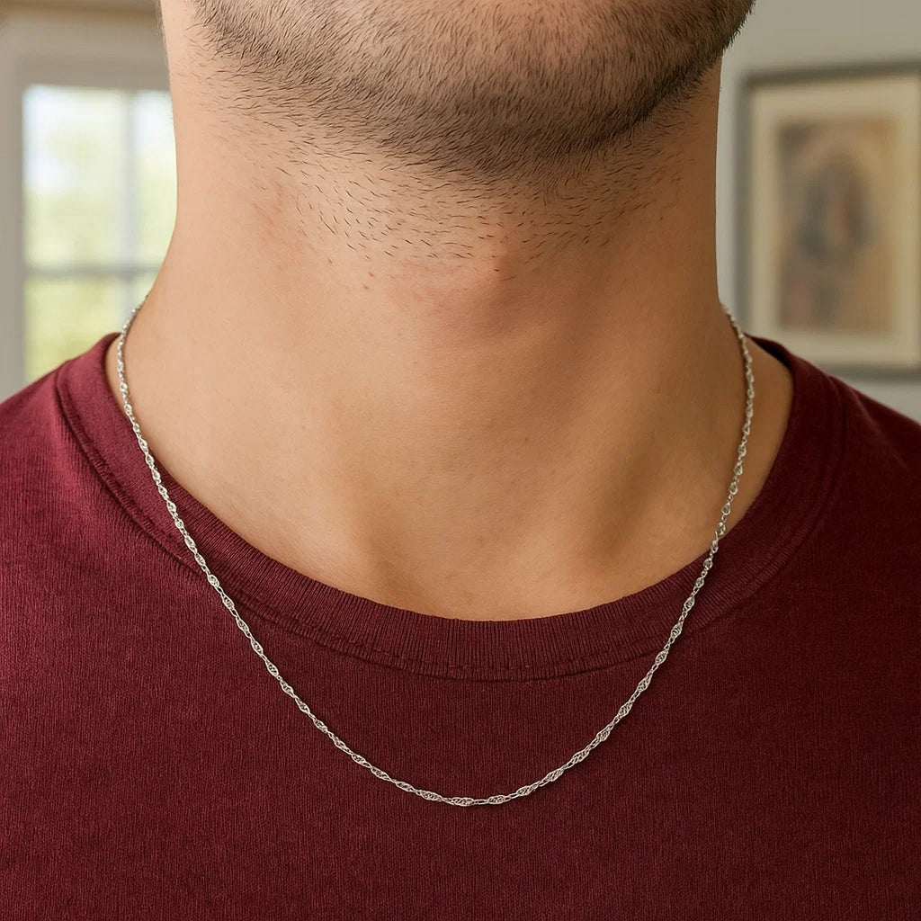 14k White Gold Singapore Chain (1.10 mm)