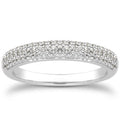 14k White Gold Triple Multi-Row Micro- Pave Diamond Wedding Ring Band
