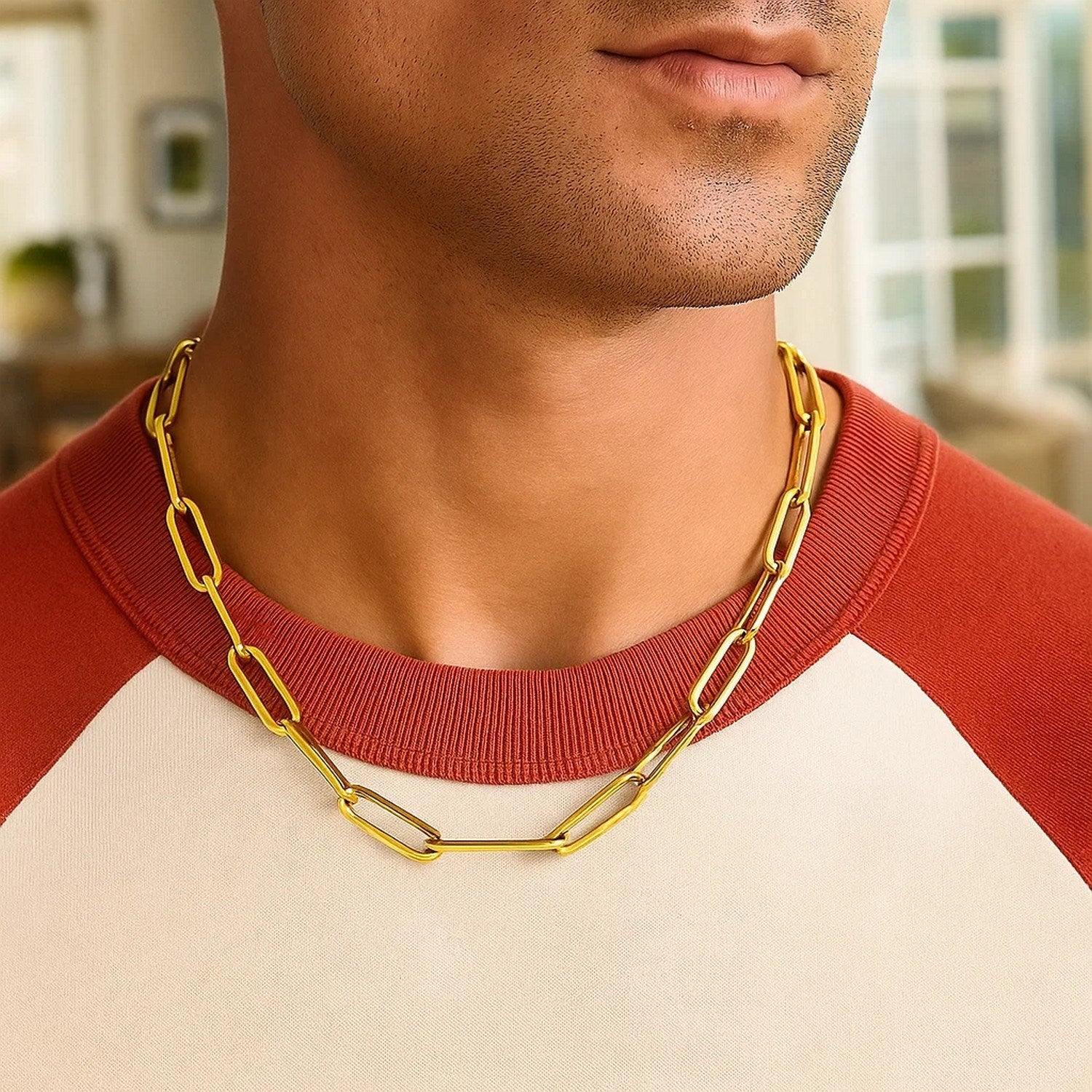 14K Yellow Gold Wide Paperclip Chain (6.1 mm)