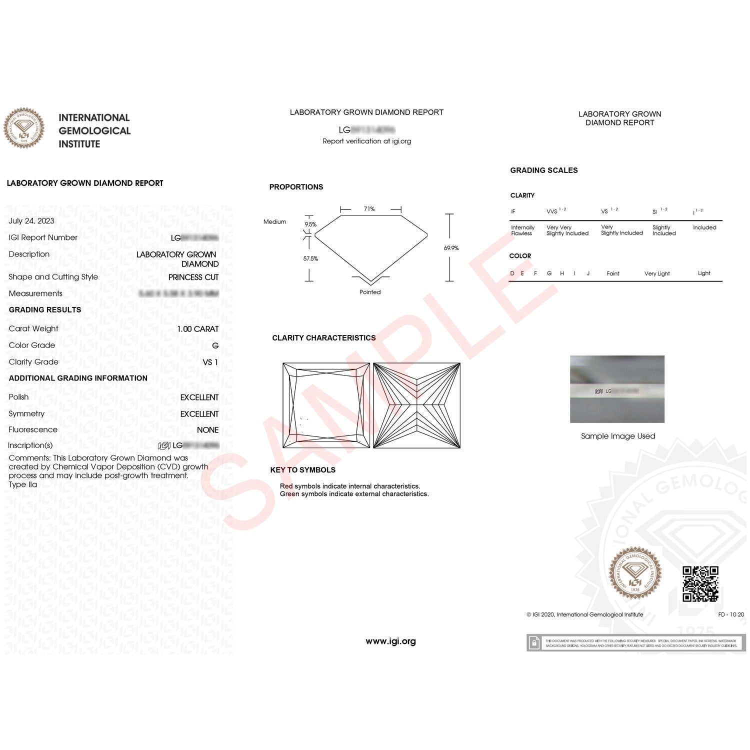 1 Carat Princess Lab Grown IGI G/VS1 Diamond Solitaire Ring in 14K White Gold - Close-Up | BIJOLINA