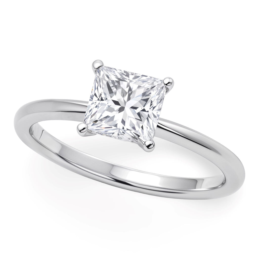 1 Carat Princess Lab Grown IGI G/VS1 Diamond Solitaire Ring in 14K White Gold | BIJOLINA