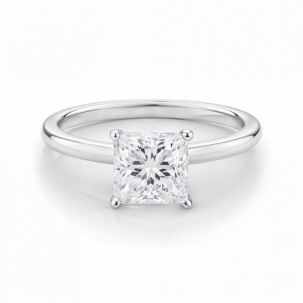 1 Carat Princess Lab Grown IGI G/VS1 Diamond Solitaire Ring in 14K White Gold - Detail | BIJOLINA
