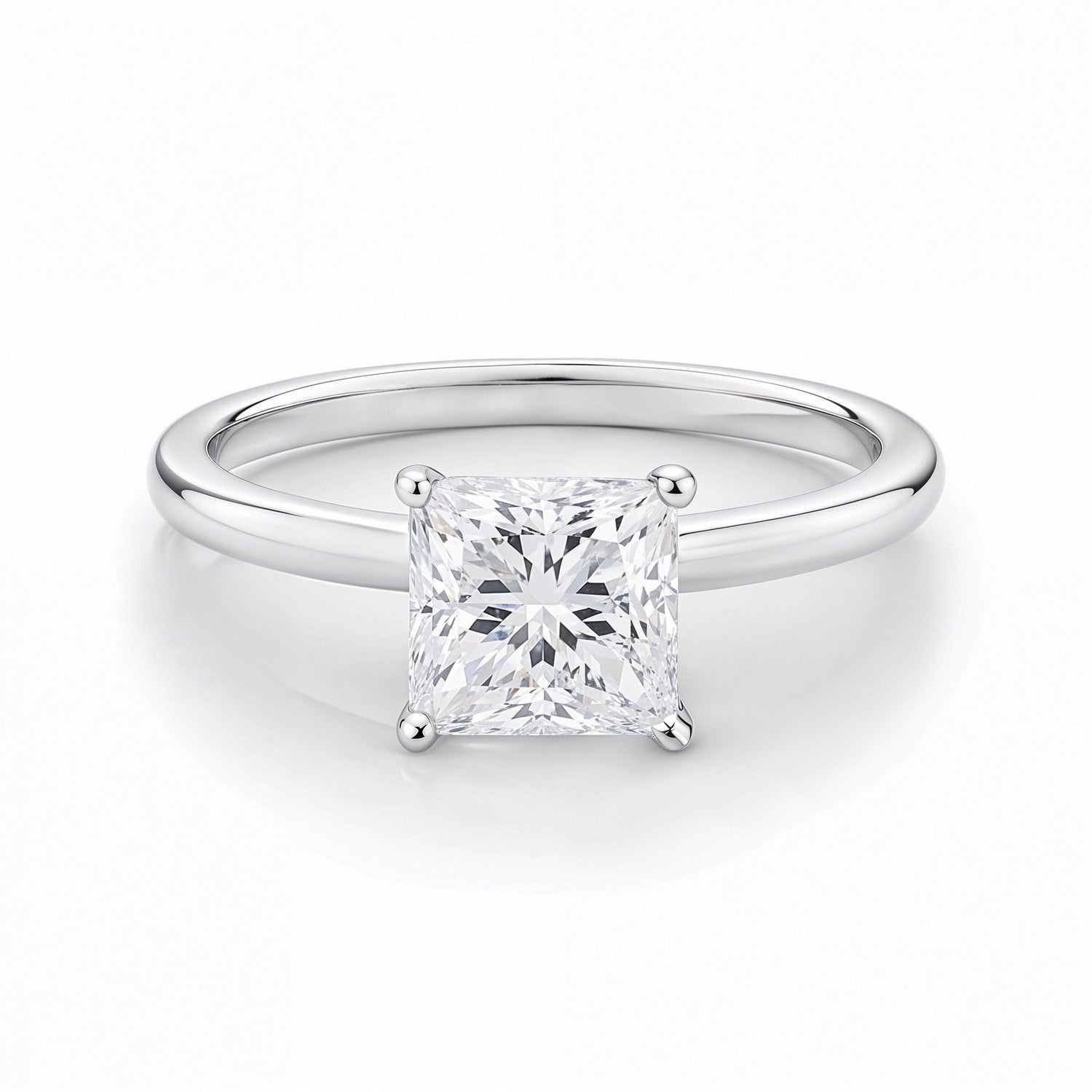 1 Carat Princess Lab Grown IGI G/VS1 Diamond Solitaire Ring in 14K White Gold - Detail | BIJOLINA