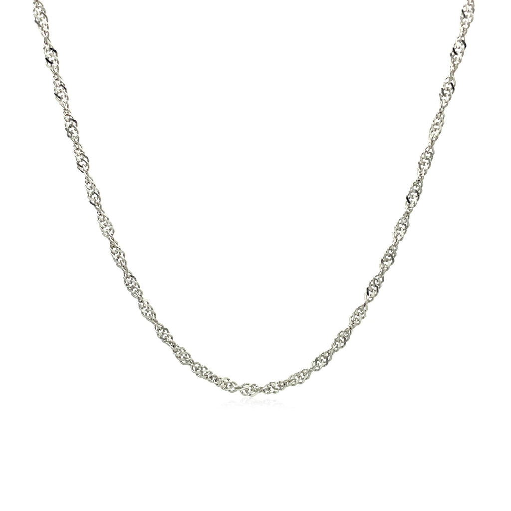 10k White Gold Singapore Chain (1.50 mm) - Side View | BIJOLINA
