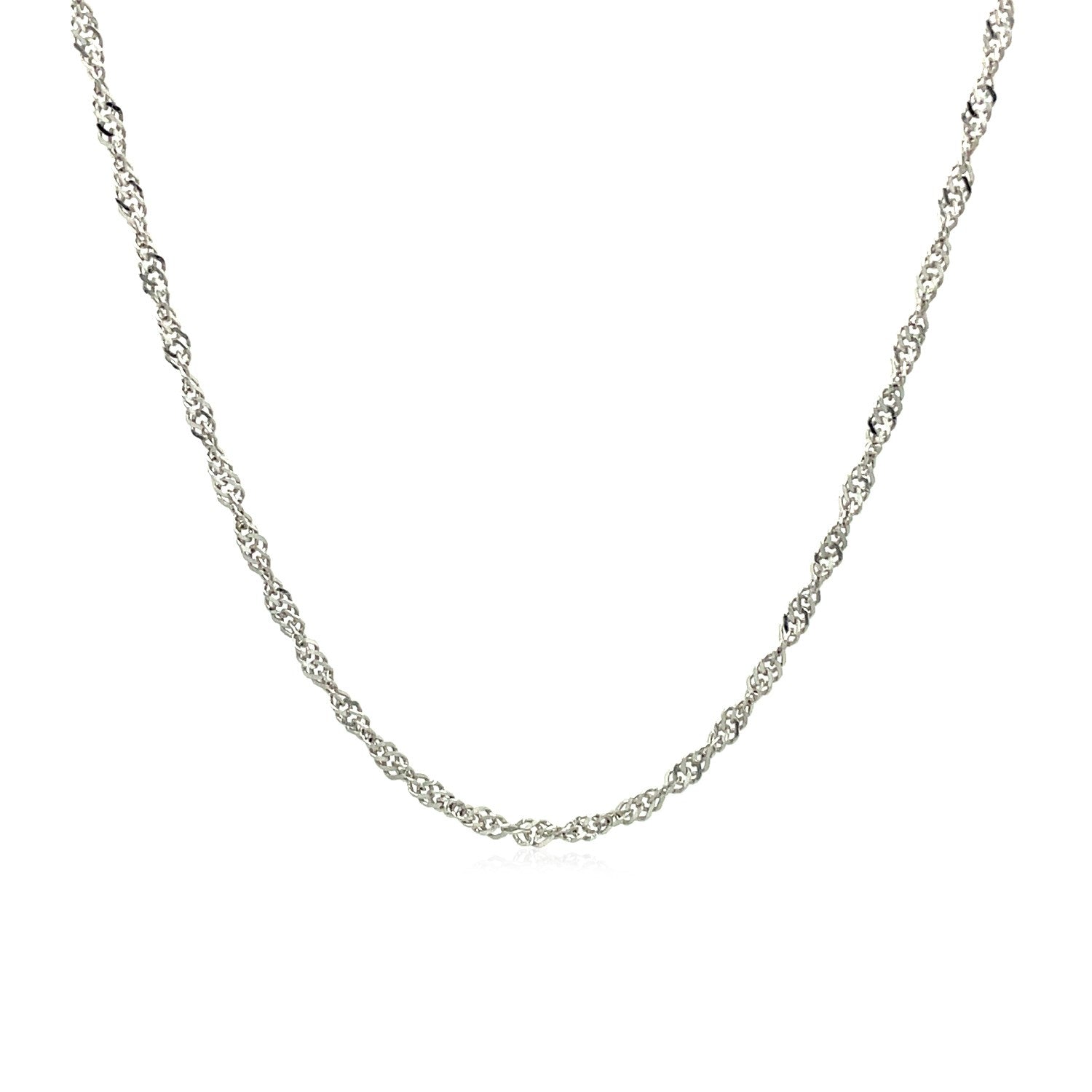 10k White Gold Singapore Chain (1.50 mm) - Side View | BIJOLINA