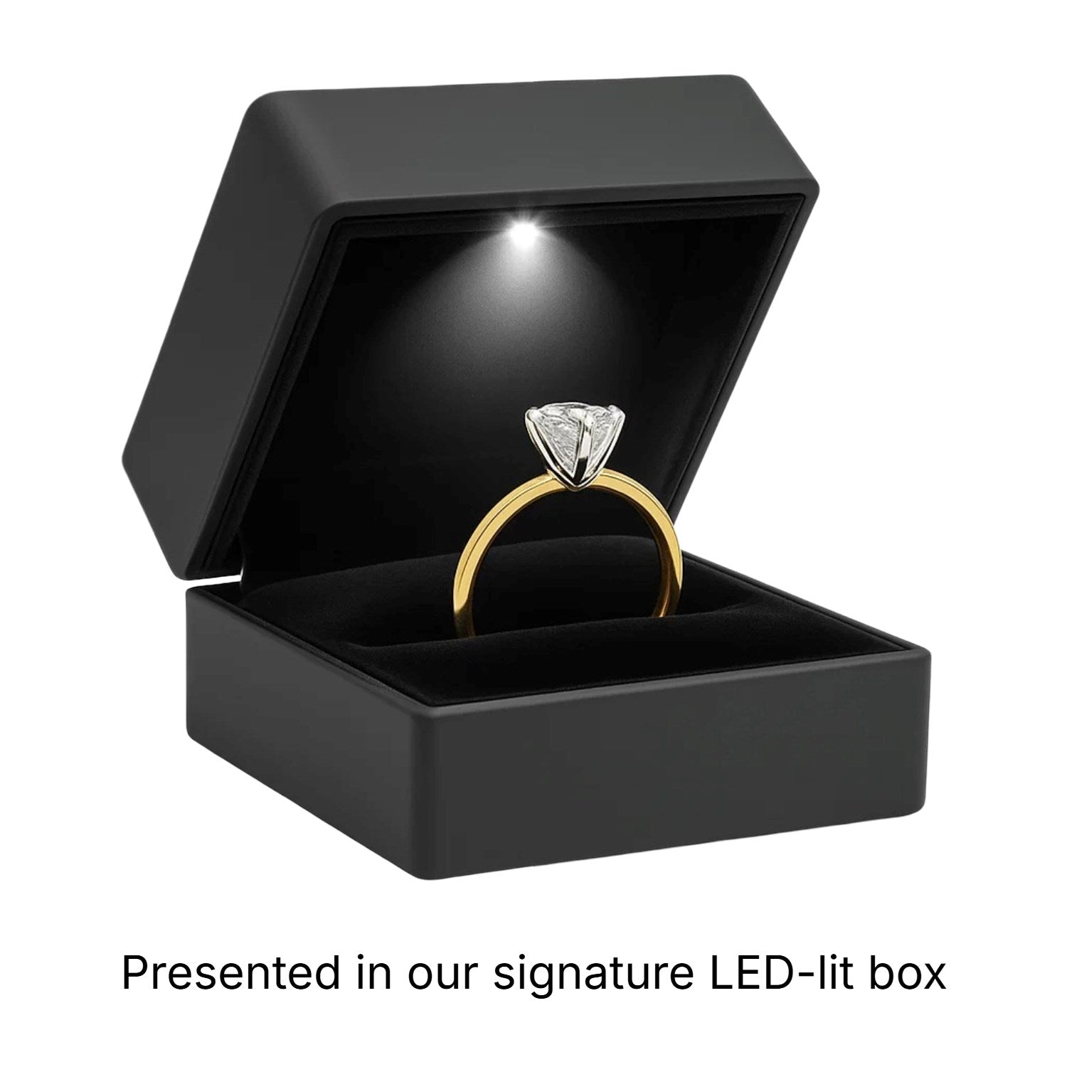 1 1/2 Carat Round Lab Grown IGI G/VS1 Diamond Solitaire Ring in 10K Yellow Gold - Close-Up | BIJOLINA