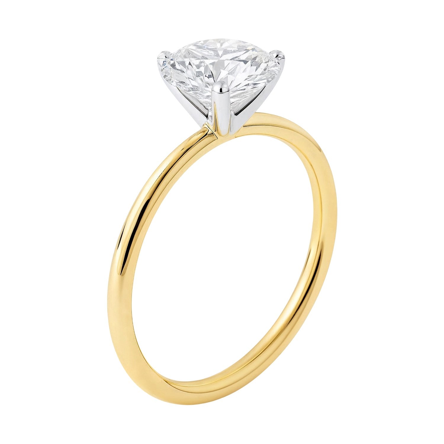 1 1/2 Carat Round Lab Grown IGI G/VS1 Diamond Solitaire Ring in 10K Yellow Gold - Side View | BIJOLINA