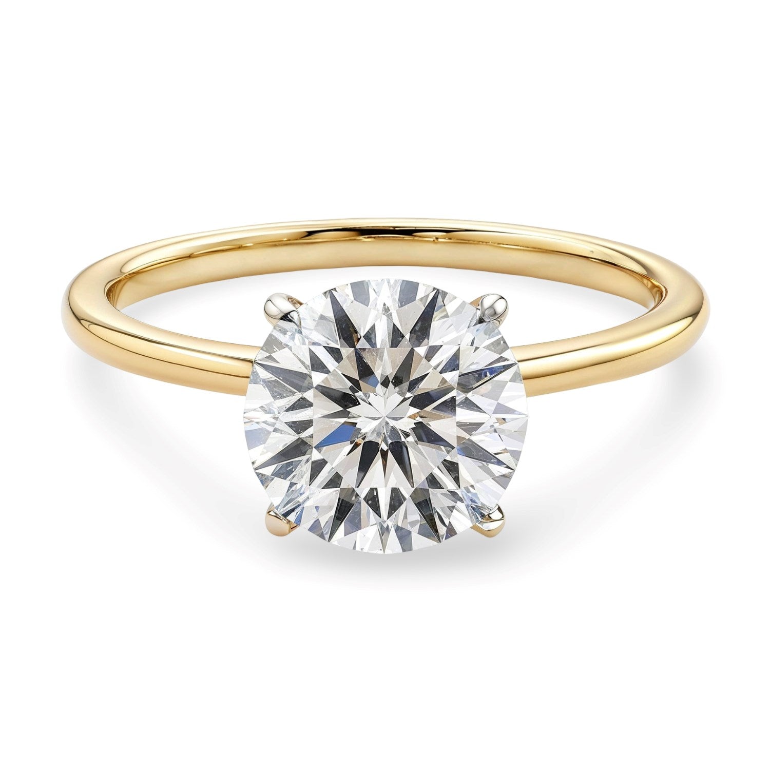 1 1/2 Carat Round Lab Grown IGI G/VS1 Diamond Solitaire Ring in 10K Yellow Gold - Detail | BIJOLINA