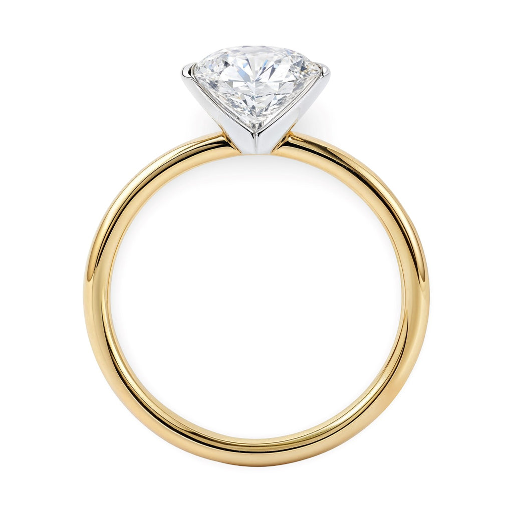 1 1/2 Carat Round Lab Grown IGI G/VS1 Diamond Solitaire Ring in 10K Yellow Gold - Angle View | BIJOLINA