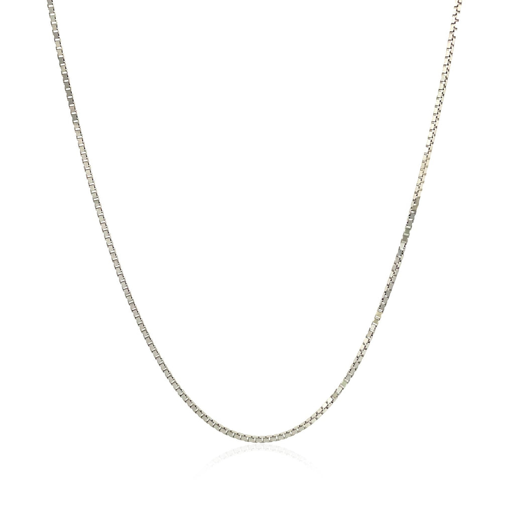 10k White Gold Classic Box Chain (0.78 mm) - Side View | BIJOLINA