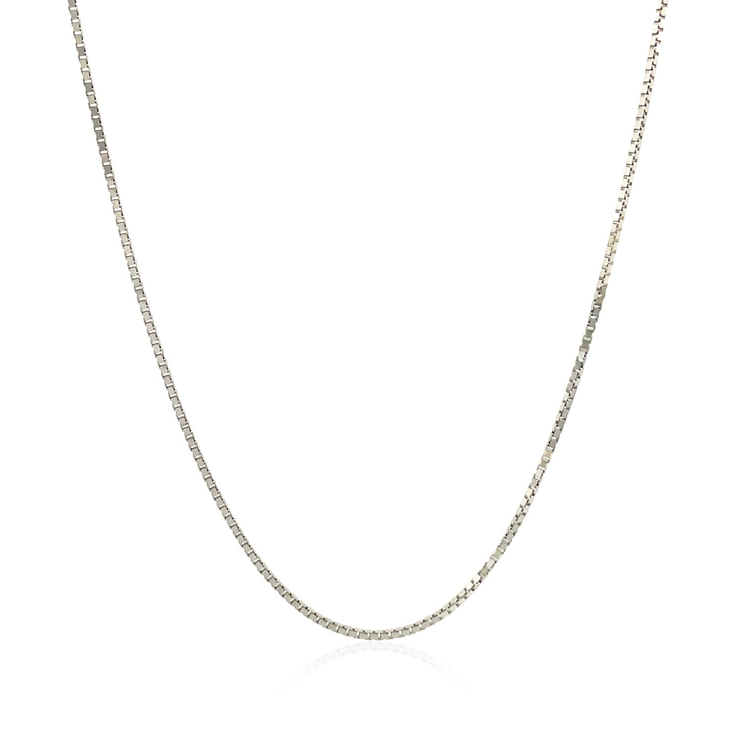 10k White Gold Classic Box Chain (0.78 mm) - Side View | BIJOLINA