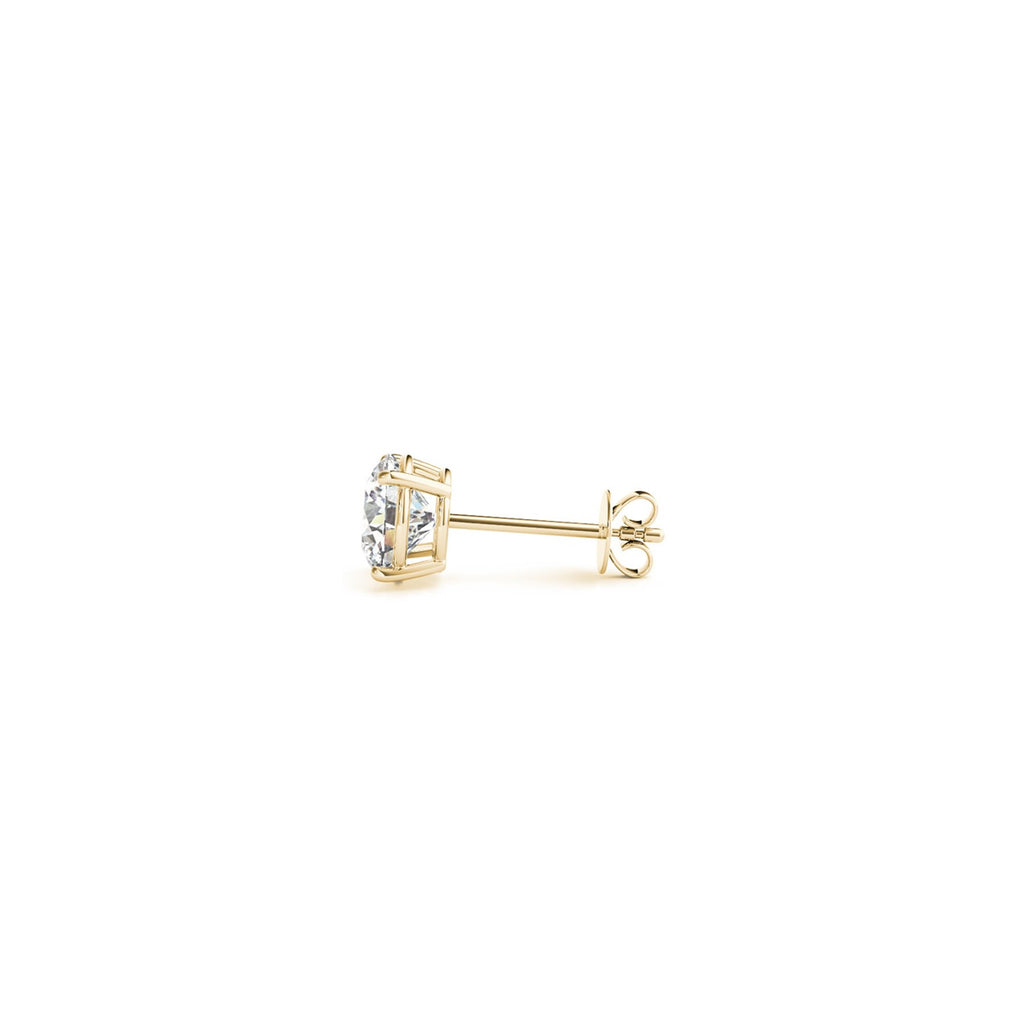 1 cttw Certified IGI Lab Grown Round Diamond Earrings 14k Yellow Gold (G/VS2) - Side View | BIJOLINA