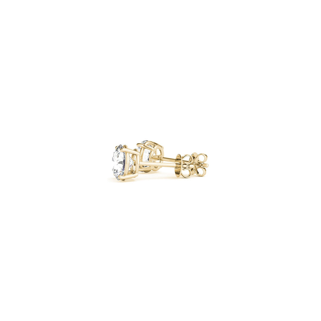 1 cttw Certified IGI Lab Grown Round Diamond Earrings 14k Yellow Gold (G/VS2) - Angle View | BIJOLINA