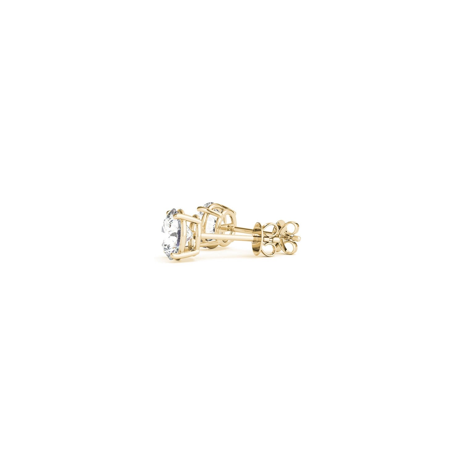 1 cttw Certified IGI Lab Grown Round Diamond Earrings 14k Yellow Gold (G/VS2) - Angle View | BIJOLINA