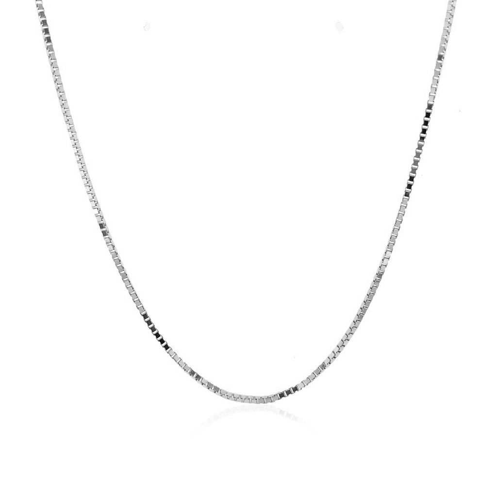 10k White Gold Classic Box Chain (0.94 mm) - Side View | BIJOLINA
