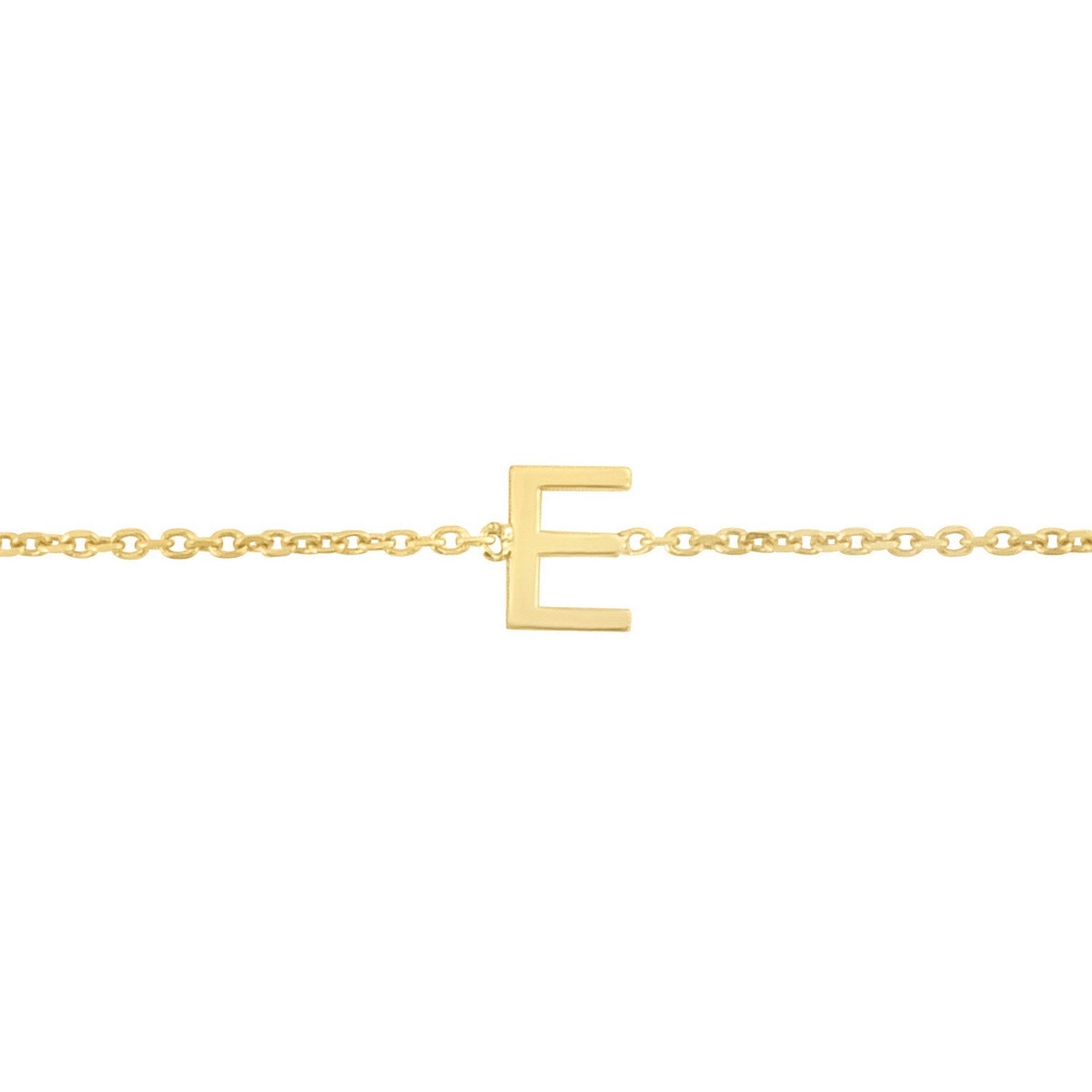14K Yellow Gold Mini Initial E Bracelet