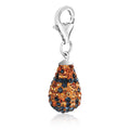 Sterling Silver Multi Color Crystal Studded Teardrop Charm