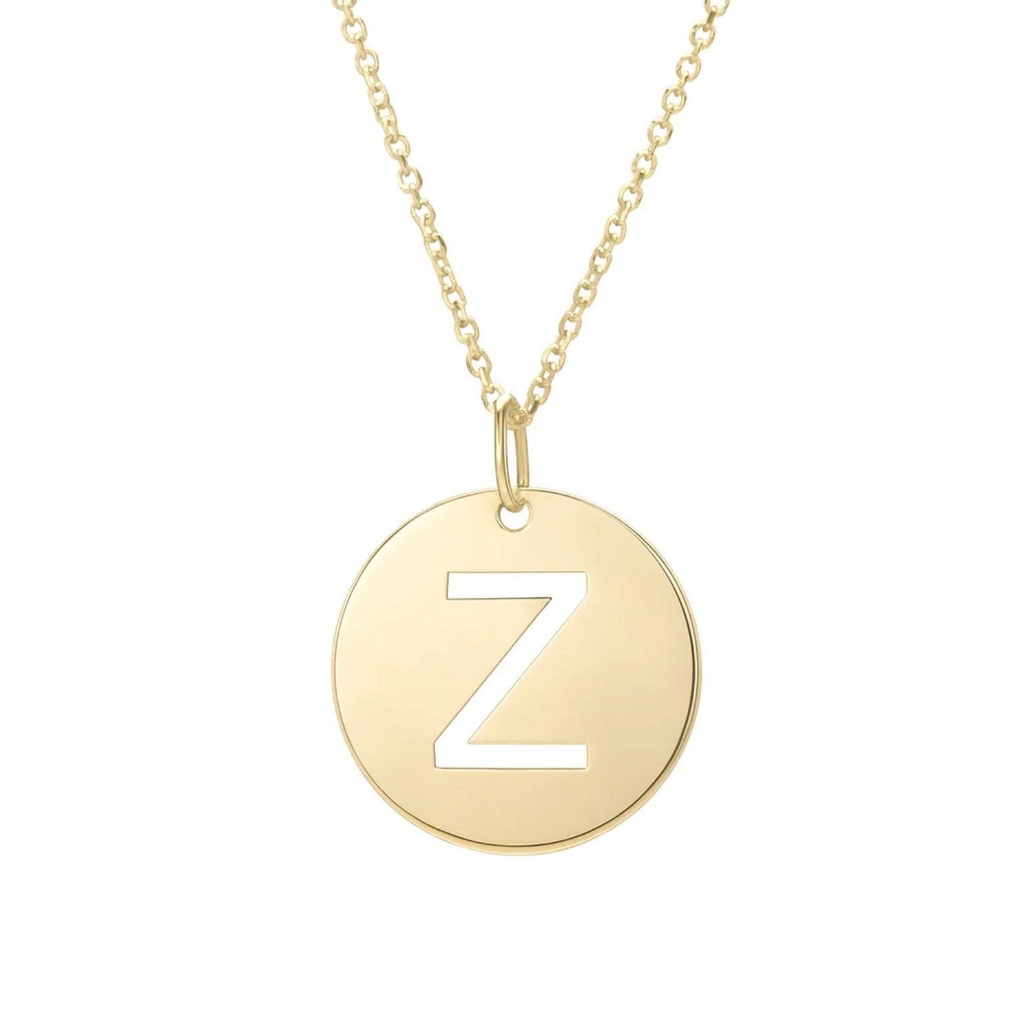 14K Yellow Gold Disc Initial Z Pendant