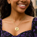 14K Yellow Gold Disc Initial Z Pendant | BIJOLINA