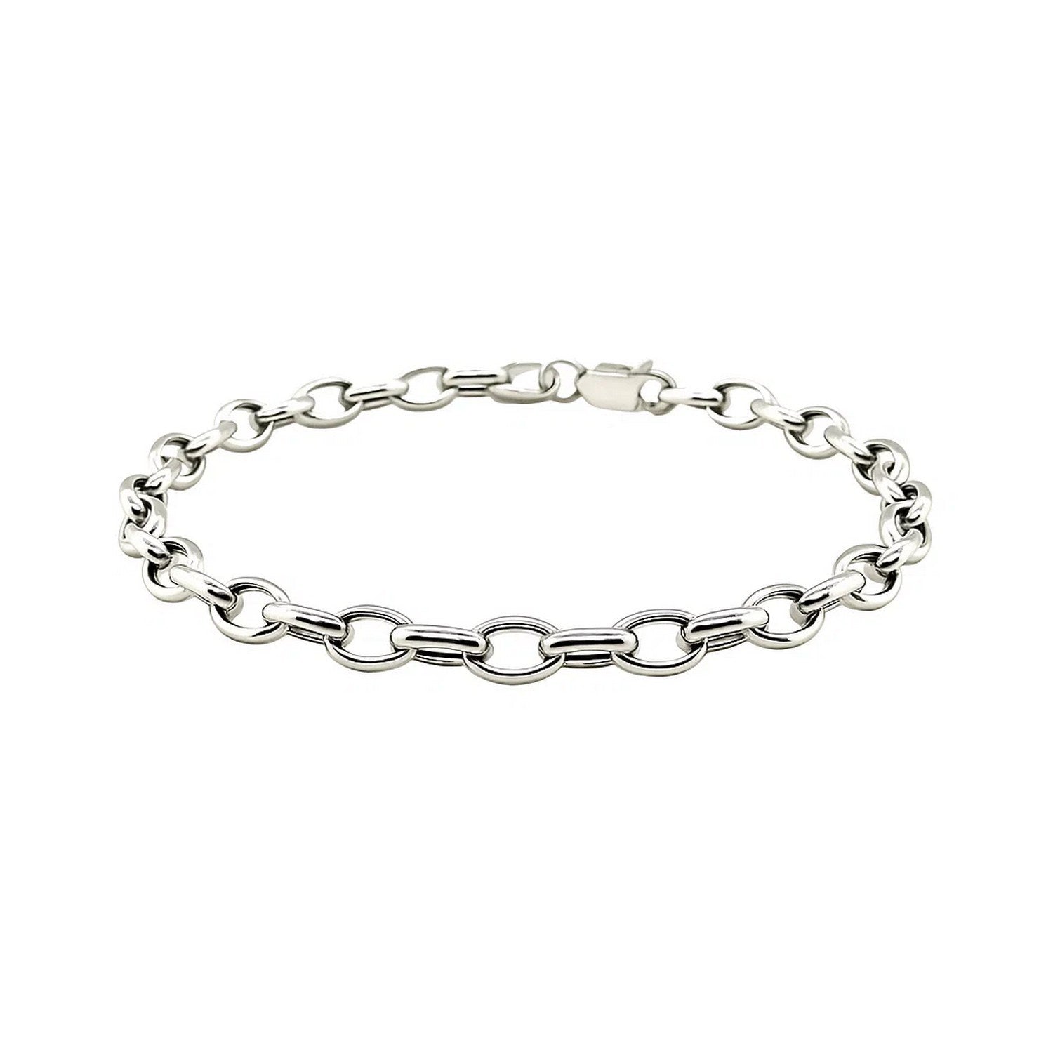 14k White Gold Oval Rolo Bracelet  (4.60 mm)