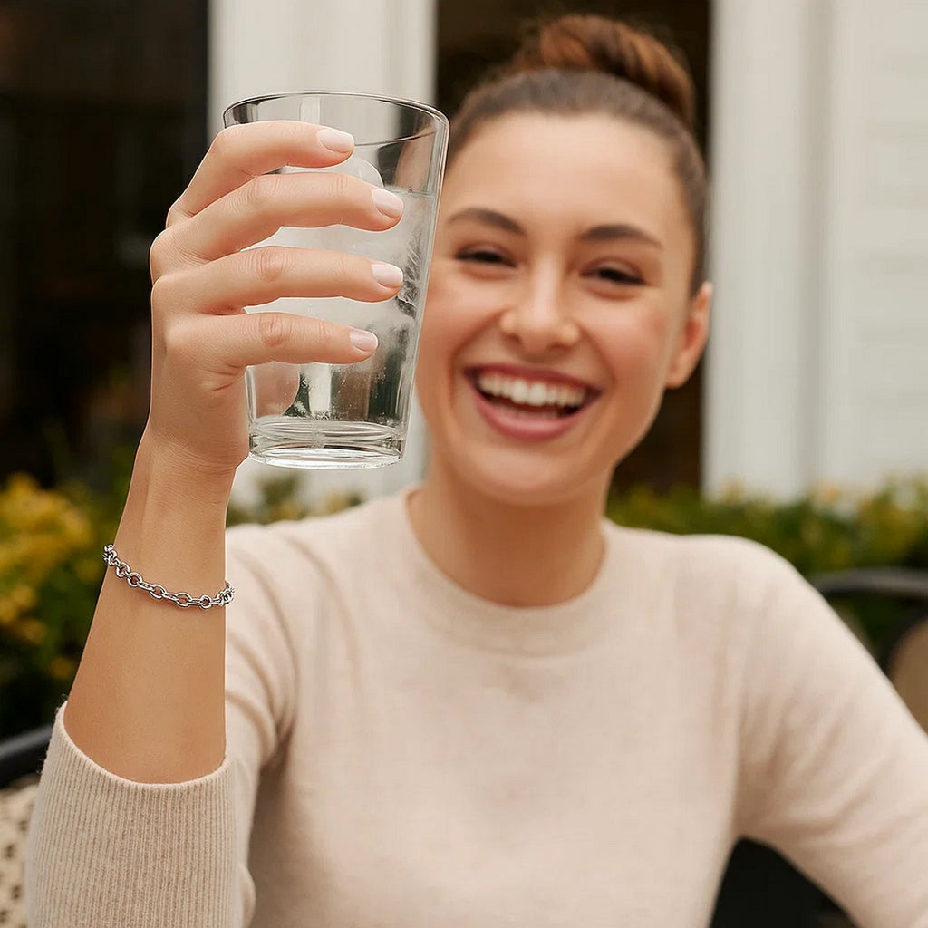 14k White Gold Oval Rolo Bracelet  (4.60 mm) - Detail | BIJOLINA