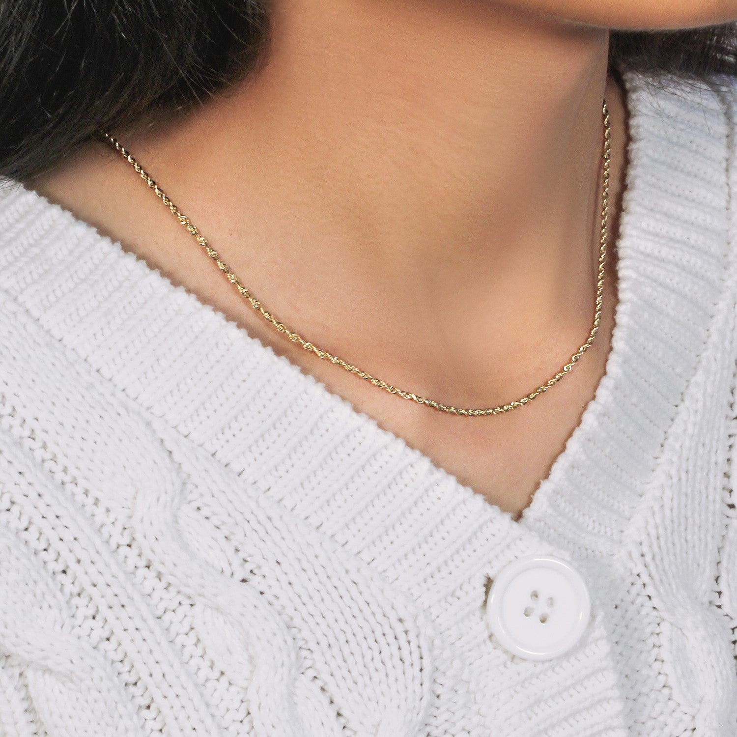 10k Yellow Gold Solid Diamond Cut Rope Chain (1.80 mm)