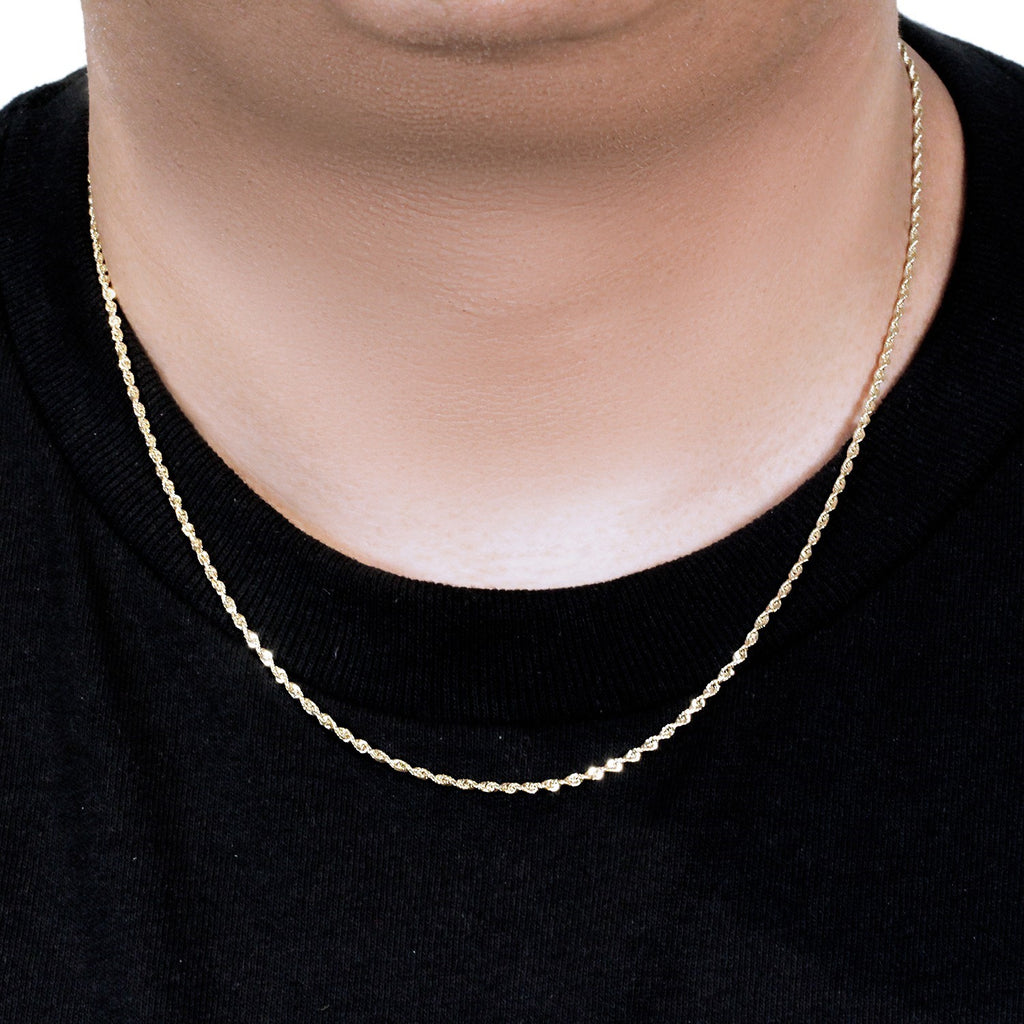 10k Yellow Gold Solid Diamond Cut Rope Chain (1.80 mm)