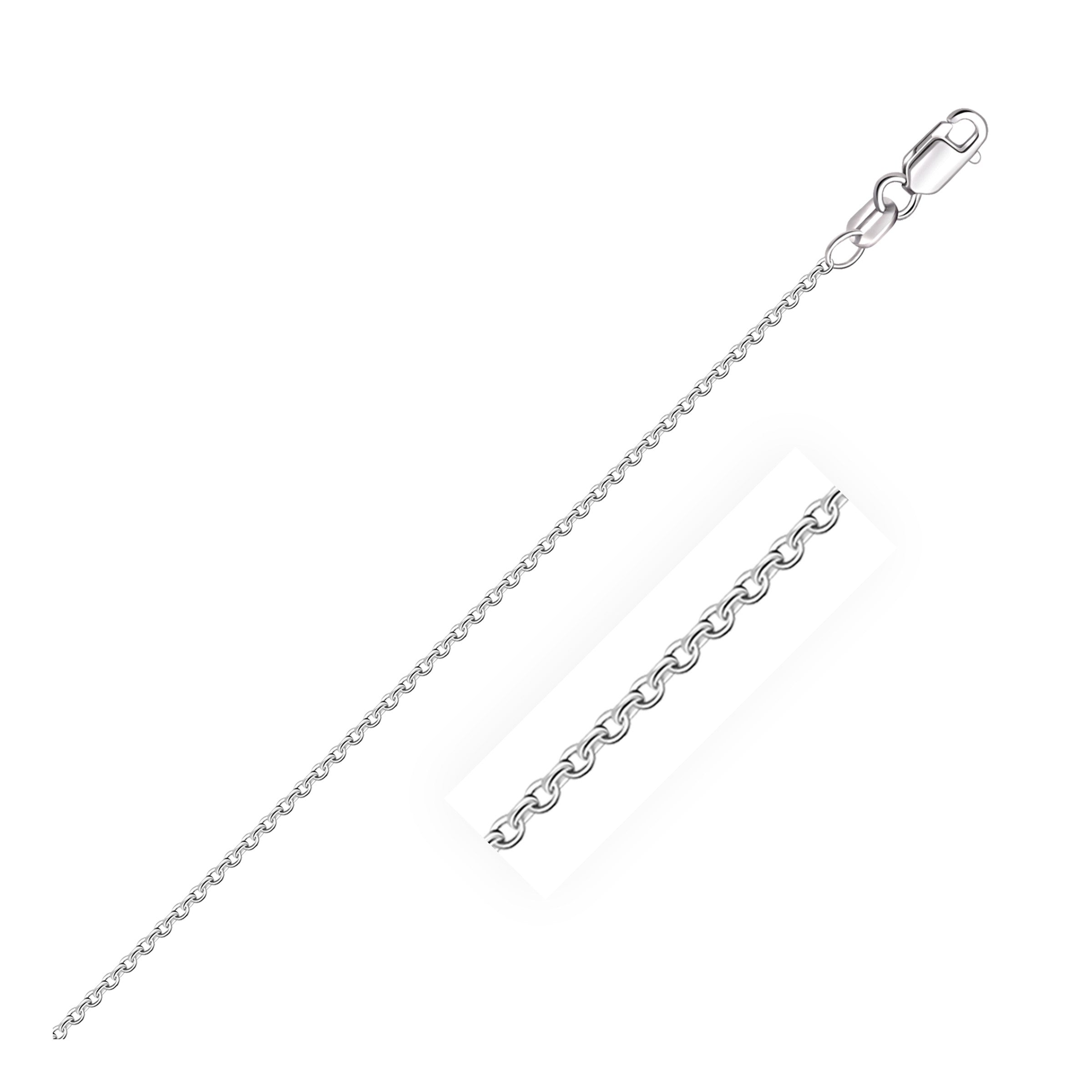 14k White Gold Oval Cable Link Chain (1.50 mm)