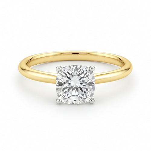 1.50Ct Cushion Lab Grown IGI G/VS1 Diamond Ring in 10K Yellow Gold