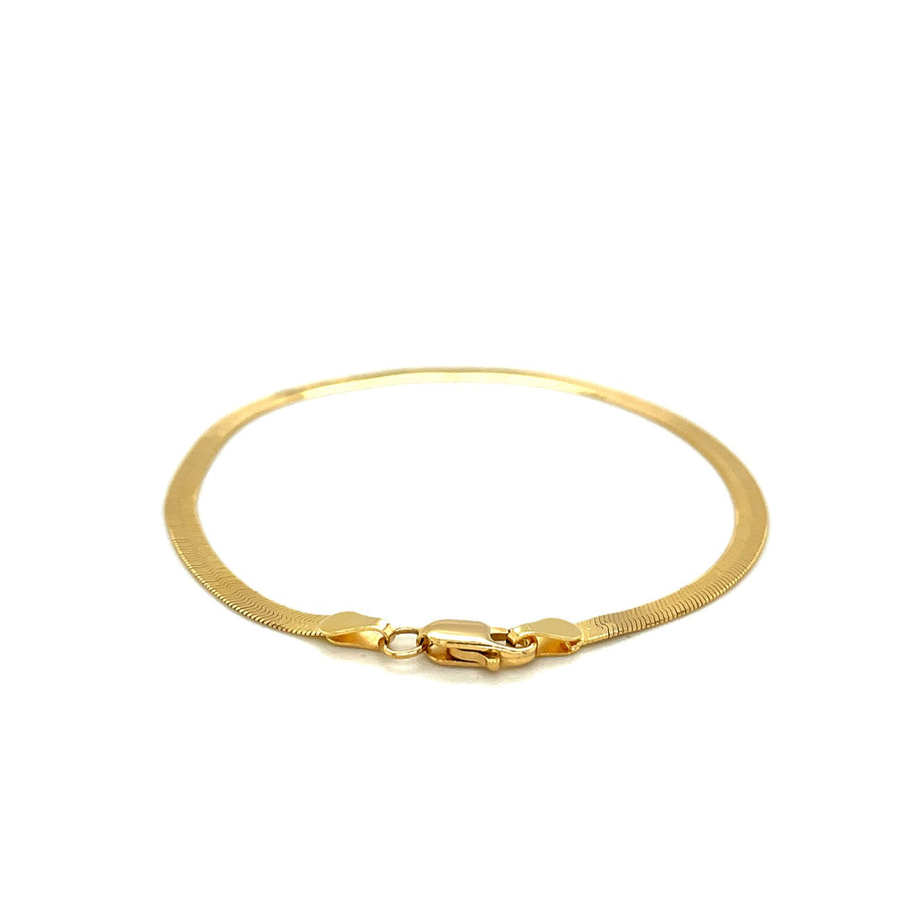 14k Yellow Gold Super Flex Herringbone Bracelet (2.80 mm) - Side View | BIJOLINA