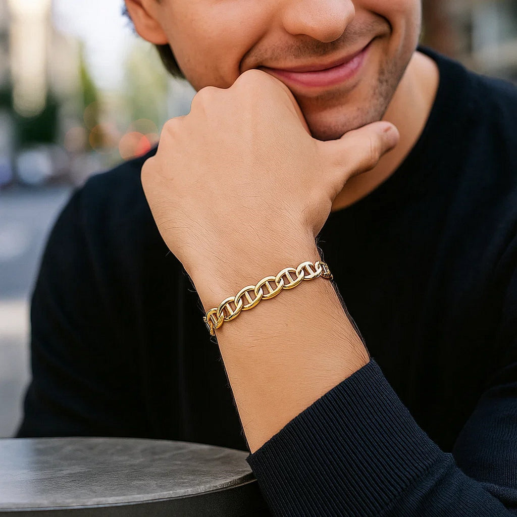 14k Yellow Gold Mariner Link Bracelet (6.30 mm) - Side View | BIJOLINA