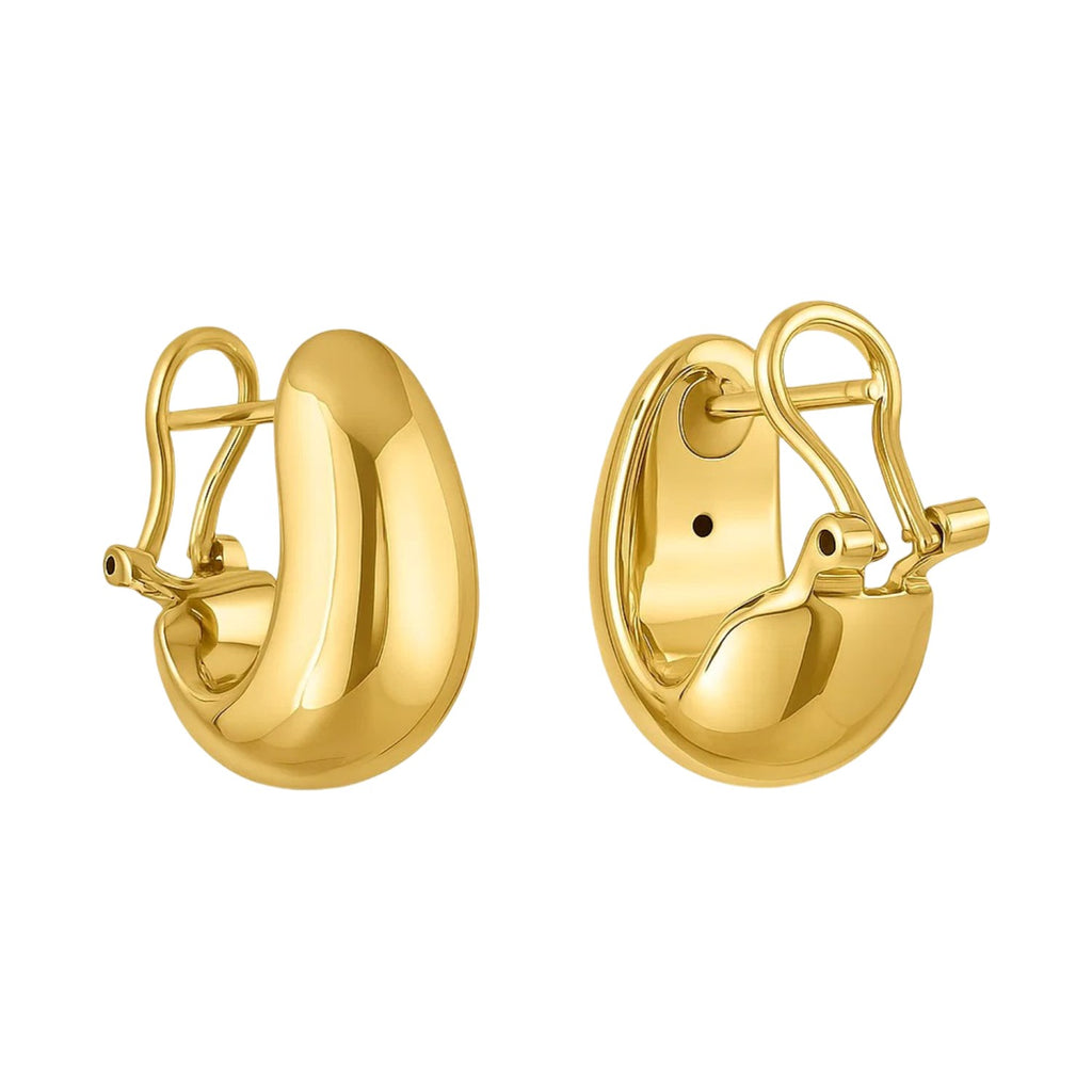 14k Yellow Gold Fancy Omega Hoops