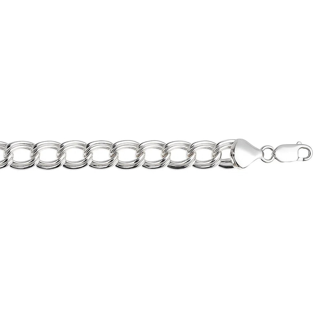 Sterling Silver Ridged Circular Chain Bracelet with Rhodium Plating (6.00 mm) - .925 Sterling Silver | BIJOLINA